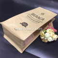 Bolsa de café con caja de fondo plano de papel Kraft